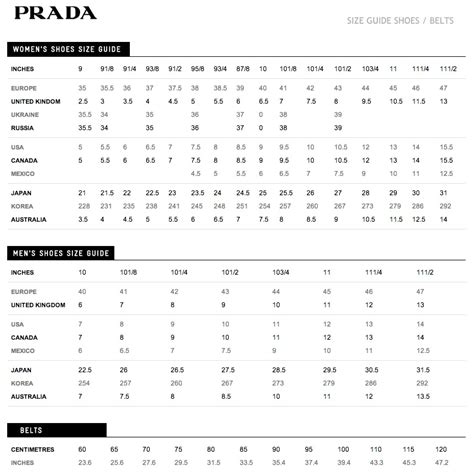 prada clothing size chart.